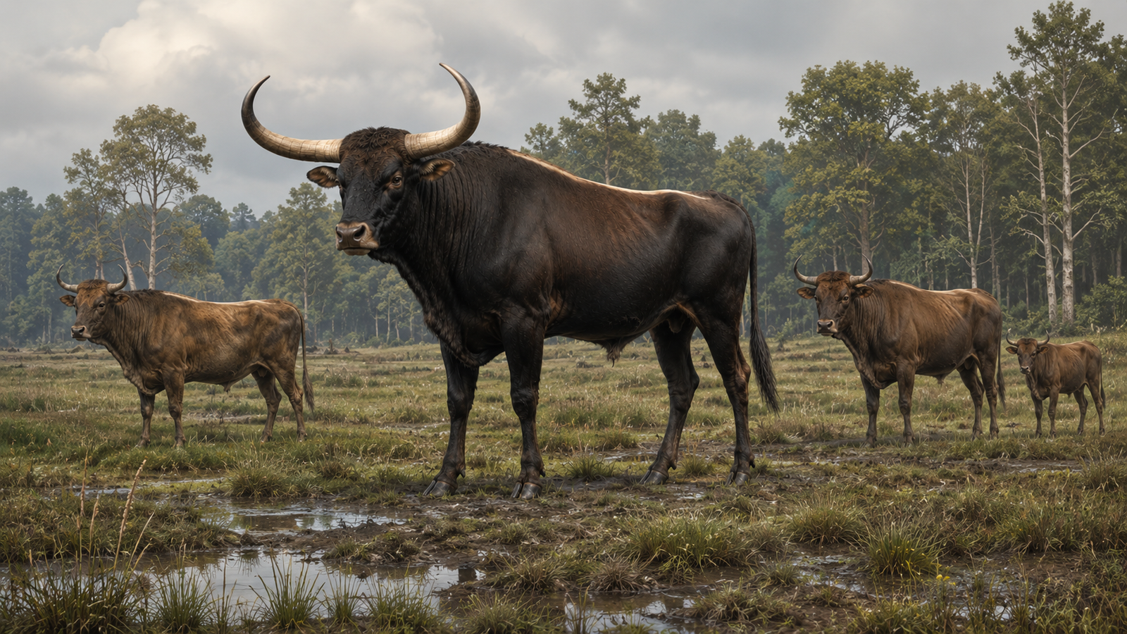 Auroch Bos primigenius dans les forêts d'Europe