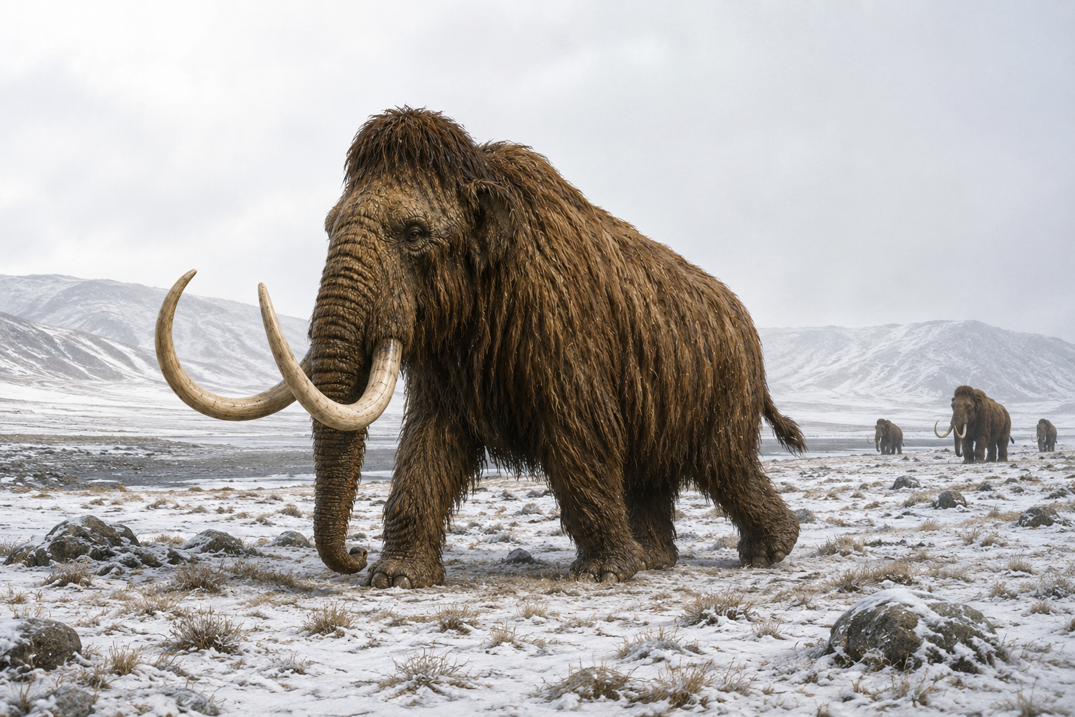 Mammouth laineux Mammuthus primigenius dans les steppes glaciaires