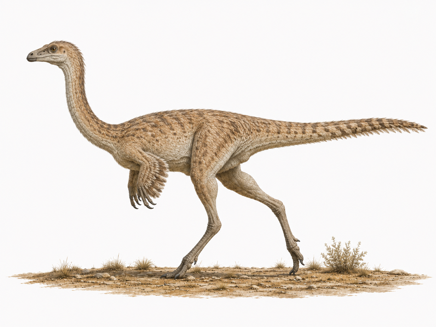 Gallimimus bullatus en groupe dans le Crétacé mongol